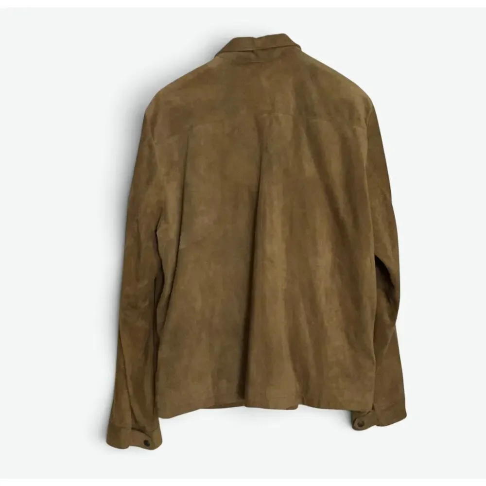Banana Republic Suede Leather Jacket Mens XL Brown Travel Safari VTG with Tags